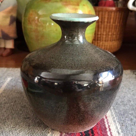 Vintage Glazed Redware Vase